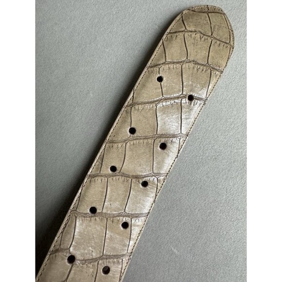 Giorgio Armani leather belt croc embossed Neutral Beige Vintage 93cm 36.5 In